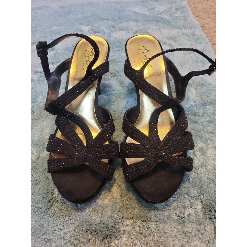 Black sparkly heels with ankle strap